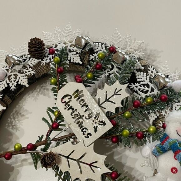 Handmade Wreath Christmas Snowman Snowflake - Picture 9 of 13